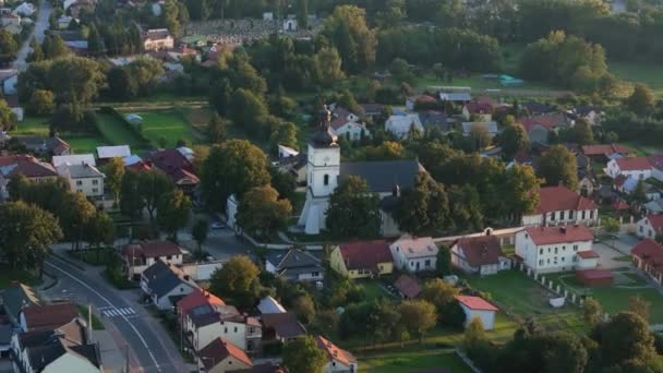 Piękny Kościół Krajobrazowy Narol Aerial View Poland Wysokiej Jakości Materiał — Wideo stockowe