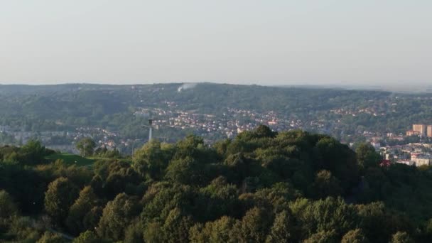Güzel Peyzaj Tepesi Przemysl Hava Manzarası Polonya Yüksek Kalite Görüntü — Stok video
