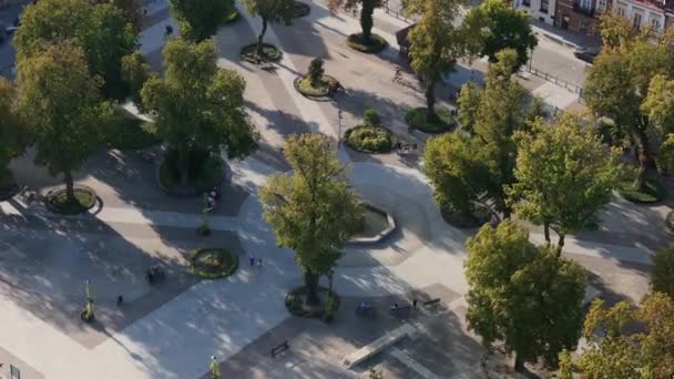 Beautiful Fountain Market Square Krasnystaw Aerial View Poland High Quality — Stock Video