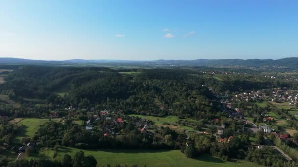 Hermosas Montañas Del Paisaje Bieszczady Zagorz Vista Aérea Polonia Imágenes — Vídeo de stock