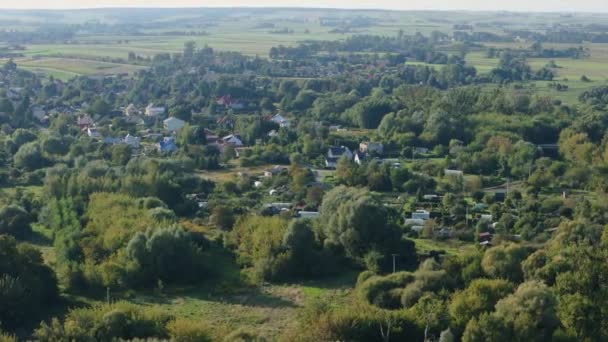 Bella Foresta Paesaggio Case Krasnystaw Vista Aerea Polonia Filmati Alta — Video Stock