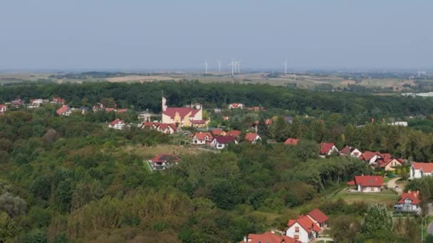 Beautiful Landscape Church Przemysl Aerial View Poland High Quality Footage Video Clip