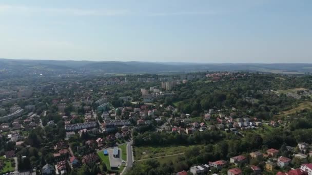 Hermoso Panorama Mountain Hill Przemysl Vista Aérea Polonia Imágenes Alta — Vídeo de stock