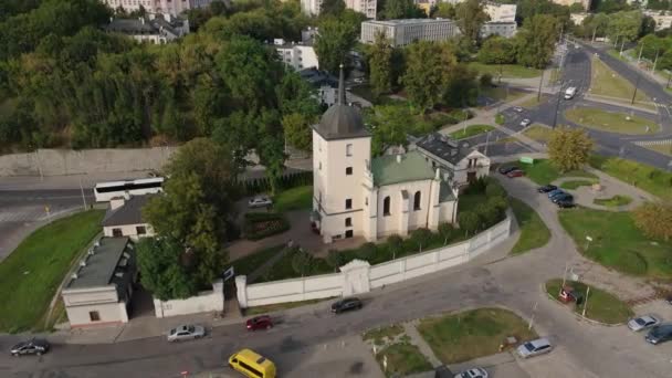 Igreja Bonita Lublin Vista Aérea Polônia Imagens Alta Qualidade — Vídeo de Stock