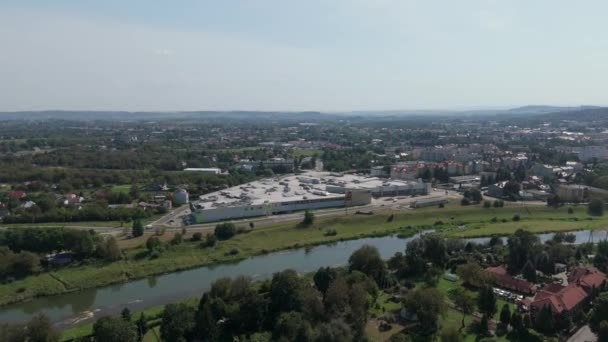 Piękna Galeria Panorama Mall Przemysl Aerial View Poland Wysokiej Jakości — Wideo stockowe