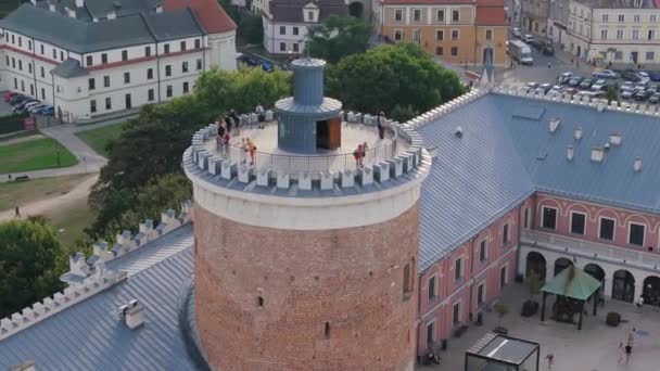Bela Torre Castelo Museu Lublin Vista Aérea Polónia Imagens Alta — Vídeo de Stock