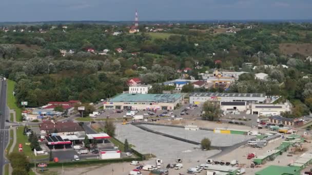 Schöne Galerie Einkaufszentrum Sandomierz Luftaufnahme Polen Hochwertiges Filmmaterial — Stockvideo