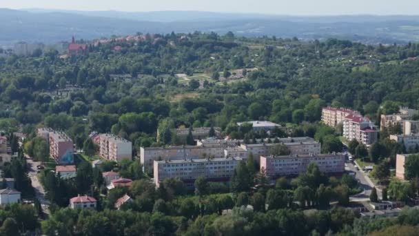 Όμορφο Τοπίο Hill Mountain Housing Estate Przemysl Aerial View Πολωνία — Αρχείο Βίντεο