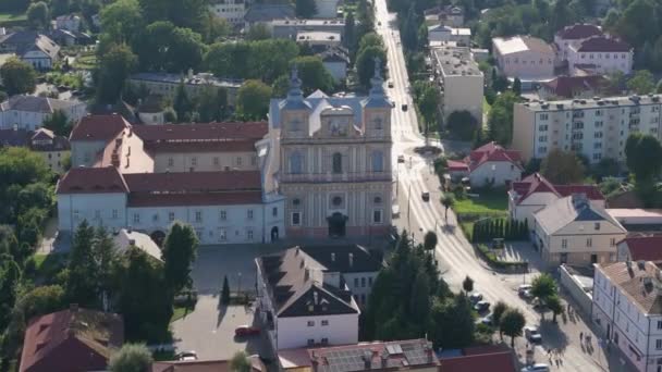Bella Chiesa Paesaggio Krasnystaw Vista Aerea Polonia Filmati Alta Qualità — Video Stock