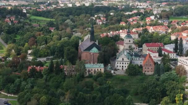 Panorama Basílica Sandomierz Vista Aérea Polonia Imágenes Alta Calidad — Vídeo de stock