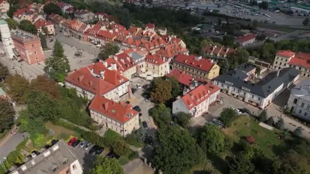 Prachtige Landschap Oude Stad Sandomierz Luchtfoto View Polen Hoge Kwaliteit — Stockvideo