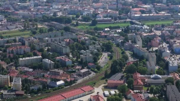 Piękne Tory Panoramiczne Train Przemysl Aerial View Poland Wysokiej Jakości — Wideo stockowe
