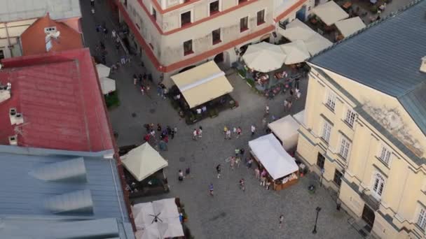 Güzel Pazar Meydanı Eski Şehir Lublin Hava Manzarası Polonya Yüksek — Stok video