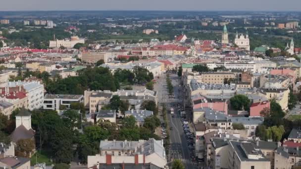 Όμορφο Τοπίο Litewski Square Downtown Lublin Aerial View Πολωνία Υψηλής — Αρχείο Βίντεο