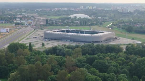 Güzel Panorama Arena Lublin Stadyumu Hava Manzaralı Polonya Yüksek Kalite — Stok video