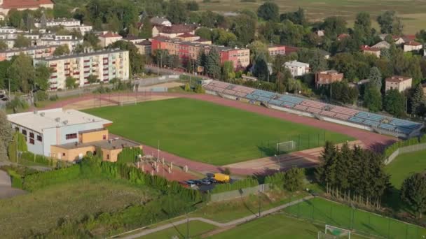Beautiful Landscape Stadium Krasnystaw Aerial View Poland High Quality Footage — Stock Video