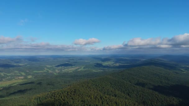 Hermoso Paisaje Sky Mountains Bieszczady Vista Aérea Polonia Imágenes Alta — Vídeos de Stock