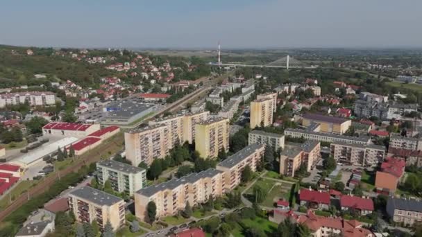 Vackra Panorama Tågstation Przemysl Zasanie Antenn View Poland Högkvalitativ Film — Stockvideo