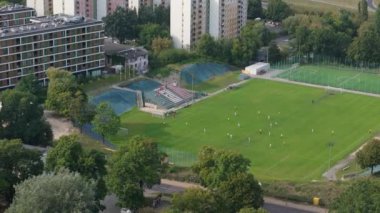 Güzel Lublinianka Stadyumu Lublin Hava Manzarası Polonya. Yüksek kalite 4k görüntü