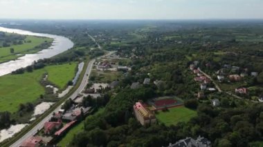 Güzel manzara Sandomierz Hava Manzarası Polonya. Yüksek kalite 4k görüntü
