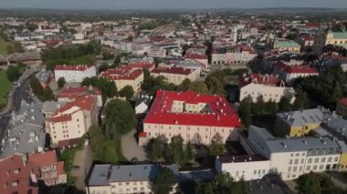 Güzel Eski Şehir Przemysl Hava Manzarası Polonya. Yüksek kalite 4k görüntü