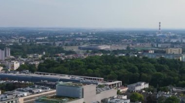 Güzel Panorama Arena Lublin Stadyumu Hava Manzaralı Polonya. Yüksek kalite 4k görüntü