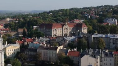 Panorama Yunan Katolik Papaz Okulu Przemysl Hava Görüntüsü Polonya. Yüksek kalite 4k görüntü