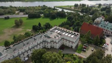 Güzel Peyzaj Lisesi Sandomierz Hava Manzaralı Polonya. Yüksek kalite 4k görüntü