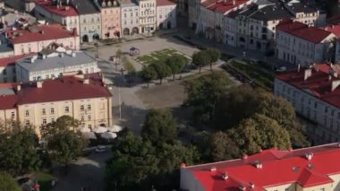 Güzel Eski Kent Pazar Meydanı Przemysl Hava Manzarası Polonya. Yüksek kalite 4k görüntü