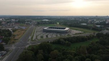 Güzel Panorama Arena Lublin Stadyumu Hava Manzaralı Polonya. Yüksek kalite 4k görüntü