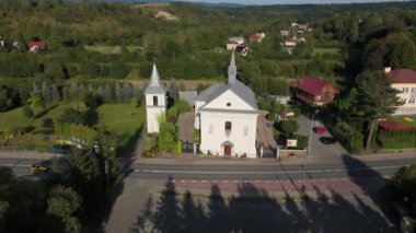 Güzel Zagorz Kilisesi Hava Manzarası Polonya. Yüksek kalite 4k görüntü