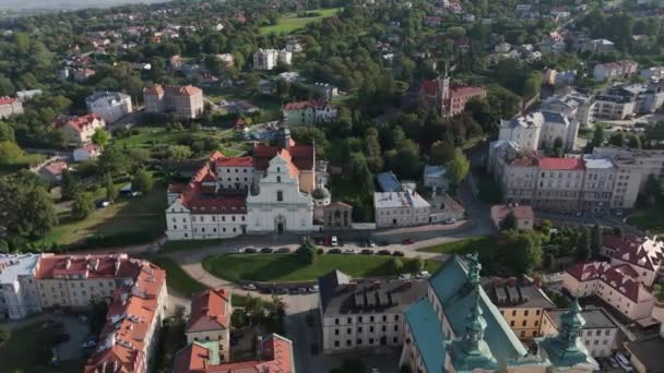 Prachtig Landschapsklooster Kerk Przemysl Luchtfoto View Polen Hoge Kwaliteit Beeldmateriaal — Stockvideo