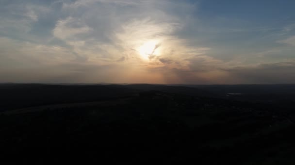 Piękny Zachód Słońca Sky Sunset Przemysl Aerial View Poland Wysokiej — Wideo stockowe