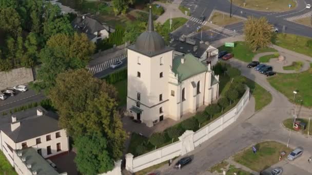 Όμορφη Εκκλησία Lublin Aerial View Πολωνία Υψηλής Ποιότητας Πλάνα — Αρχείο Βίντεο