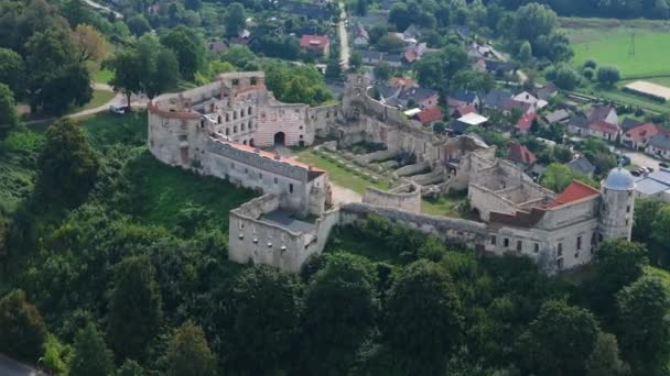 Krásná Krajina Castle Hill Janowiec Letecký Pohled Polsko Vysoce Kvalitní — Stock video