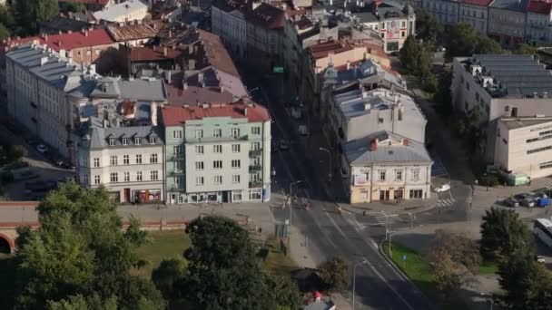 Piękna Ulica Stare Miasto Przemysł Widok Lotu Ptaka Polska Wysokiej — Wideo stockowe