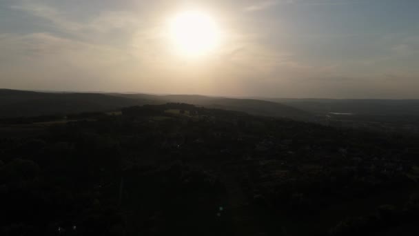 Vackra Landskap Sunset Mountains Przemysl Antenn View Poland Högkvalitativ Film — Stockvideo