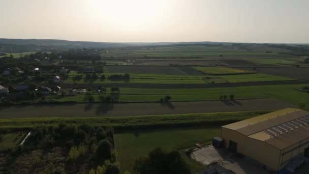 Beautiful Landscape Farmlands Krasnystaw Aerial View Poland High Quality Footage — Stock Video