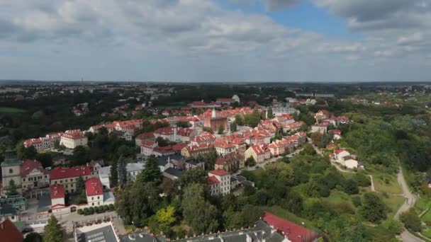 美丽的风景古城Sandomierz Aerial View Poland 高质量的4K镜头 — 图库视频影像