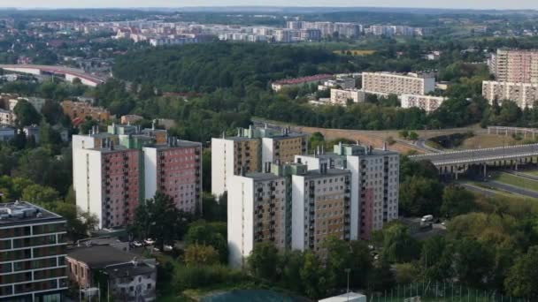 Gyönyörű Panoráma Felhőkarcolók Lublin Aerial View Lengyelország Kiváló Minőségű Felvételek — Stock videók