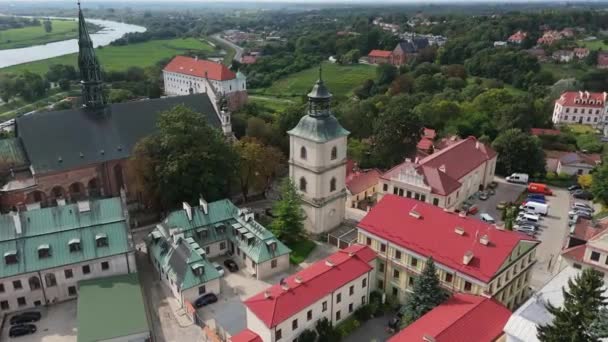 Hermoso Campanario Histórico Sandomierz Vista Aérea Polonia Imágenes Alta Calidad — Vídeos de Stock