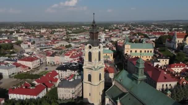 Gyönyörű Táj Katedrális Torony Przemysl Aerial View Lengyelország Kiváló Minőségű — Stock videók