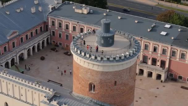 Bela Torre Castelo Museu Lublin Vista Aérea Polónia Imagens Alta — Vídeo de Stock
