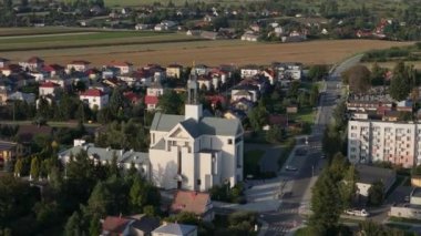 Güzel Peyzaj Kilisesi Krasnystaw Hava Manzarası Polonya. Yüksek kalite 4k görüntü