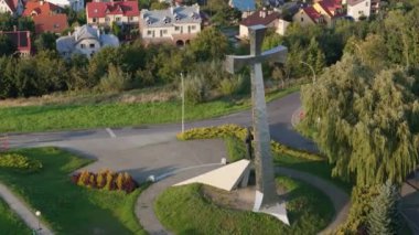 Güzel Cross Hill Przemysl Hava Manzarası Polonya. Yüksek kalite 4k görüntü