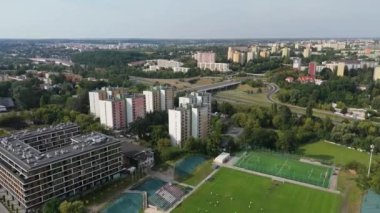 Güzel Panorama Poniatowski Viaduct Lublin Hava Manzaralı Polonya. Yüksek kalite 4k görüntü