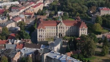 Yunan Katolik Papaz Okulu Przemysl Hava Görüntüsü Polonya. Yüksek kalite 4k görüntü