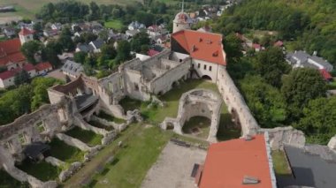 Güzel Kale Janowiec Hava Manzaralı Polonya. Yüksek kalite 4k görüntü