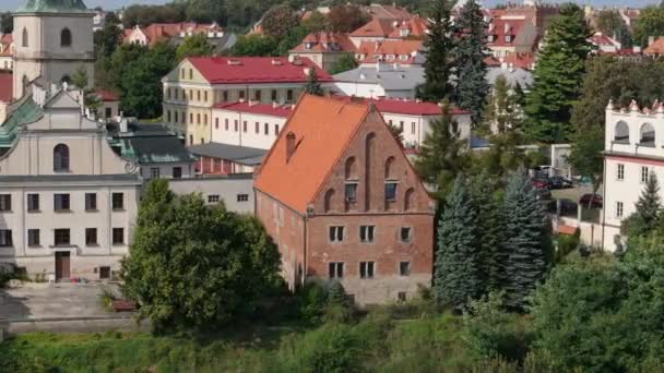 Prachtig Museum Kerk Sandomierz Luchtfoto Uitzicht Polen Hoge Kwaliteit Beeldmateriaal — Stockvideo