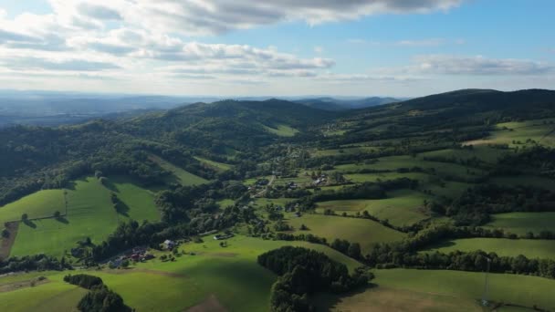 Krásná Krajina Road Mountain Bieszczady Aerial View Polsko Vysoce Kvalitní — Stock video